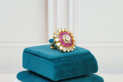 Silver Ruby Polki Statement Ring