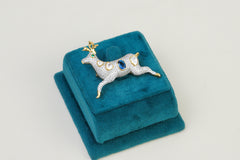 Silver Deer Brooch with Polki Accents