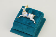 Silver Deer Brooch with Polki Accents