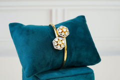 Silver Polki Open Cuff Bracelet