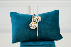 Silver Polki Open Cuff Bracelet