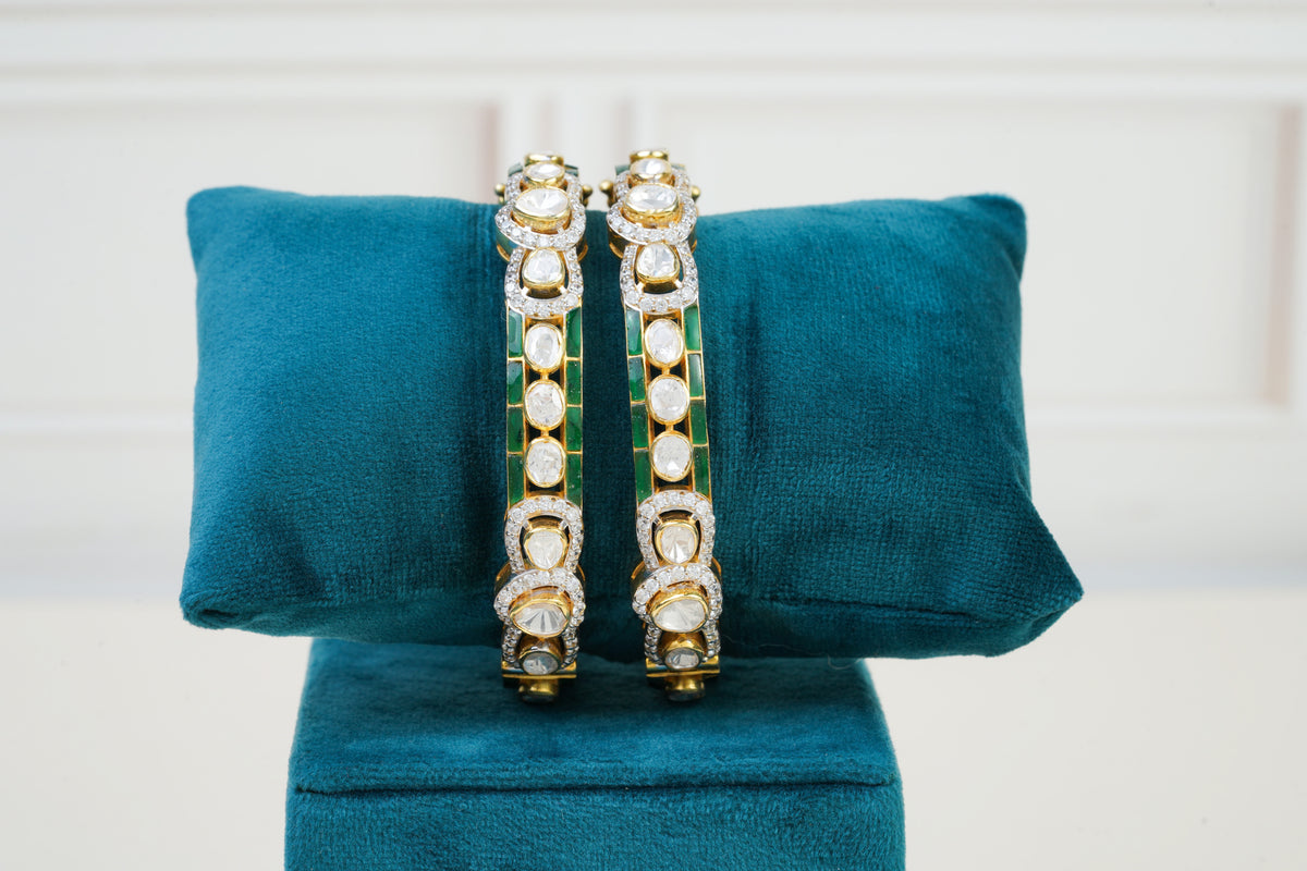 Silver Polki Designer Bangles