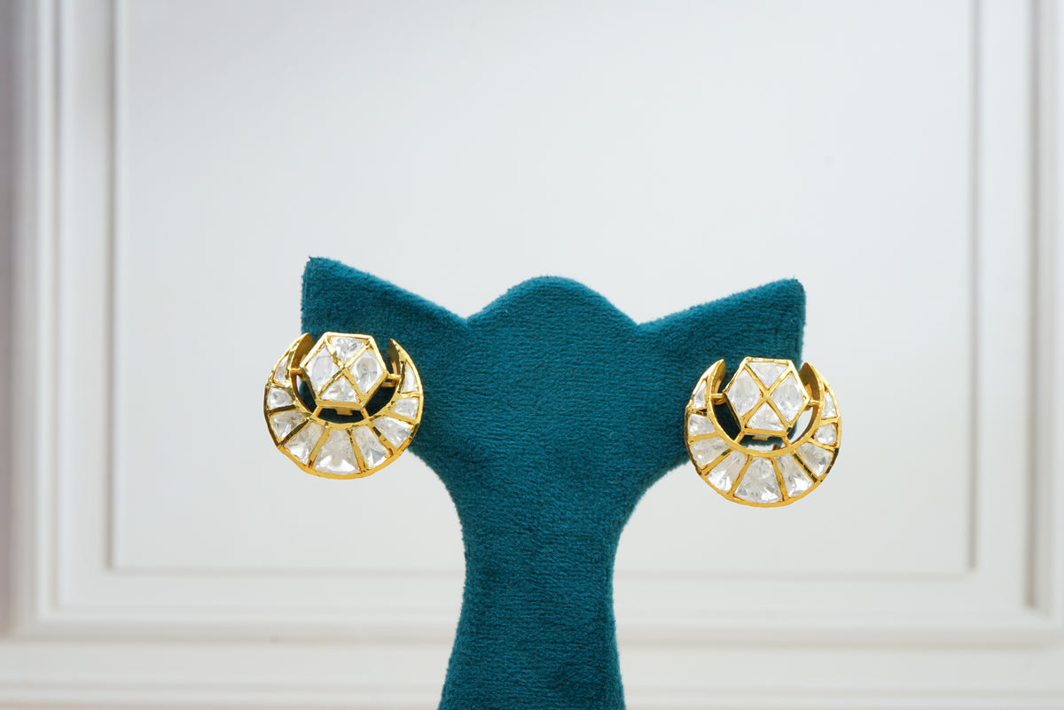 Silver Polki Stud Earrings
