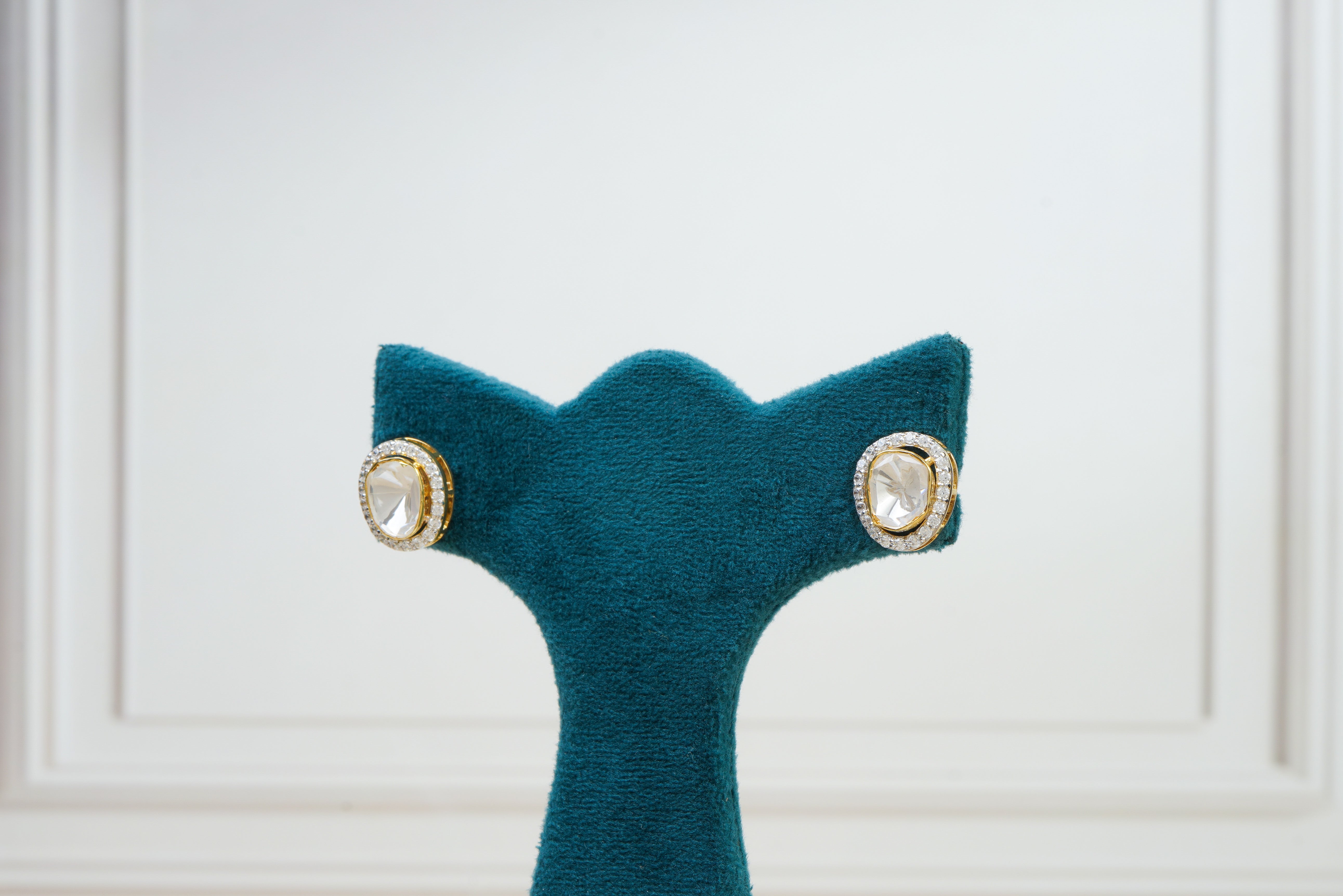 Classic Silver Polki Solitaire Studs
