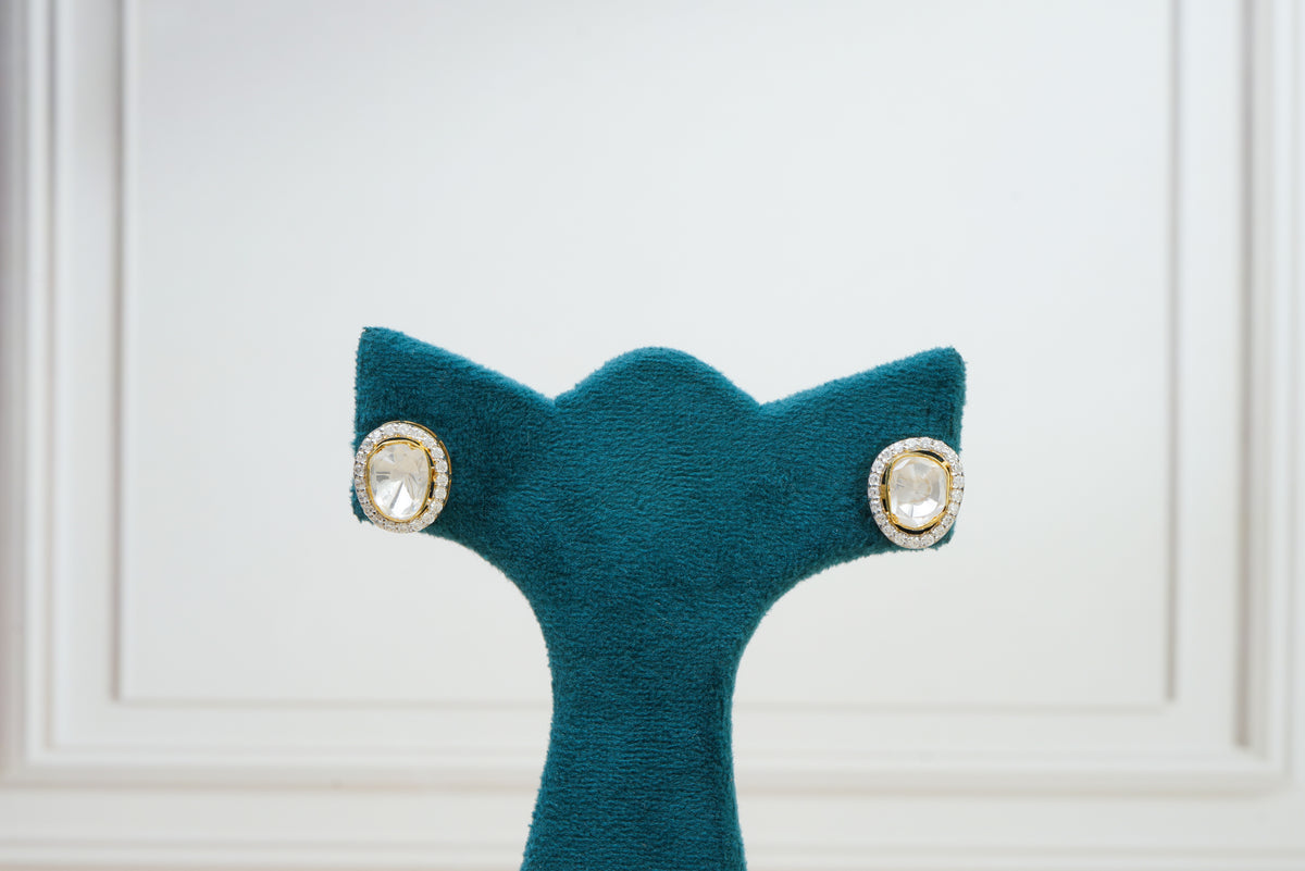 Classic Silver Polki Solitaire Studs