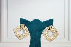 Silver Polki Geometric Earrings