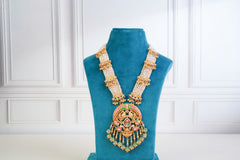Royal Temple Pearl Necklace Set with Statement Pendant