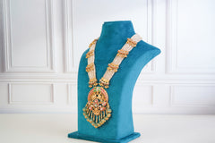 Royal Temple Pearl Necklace Set with Statement Pendant
