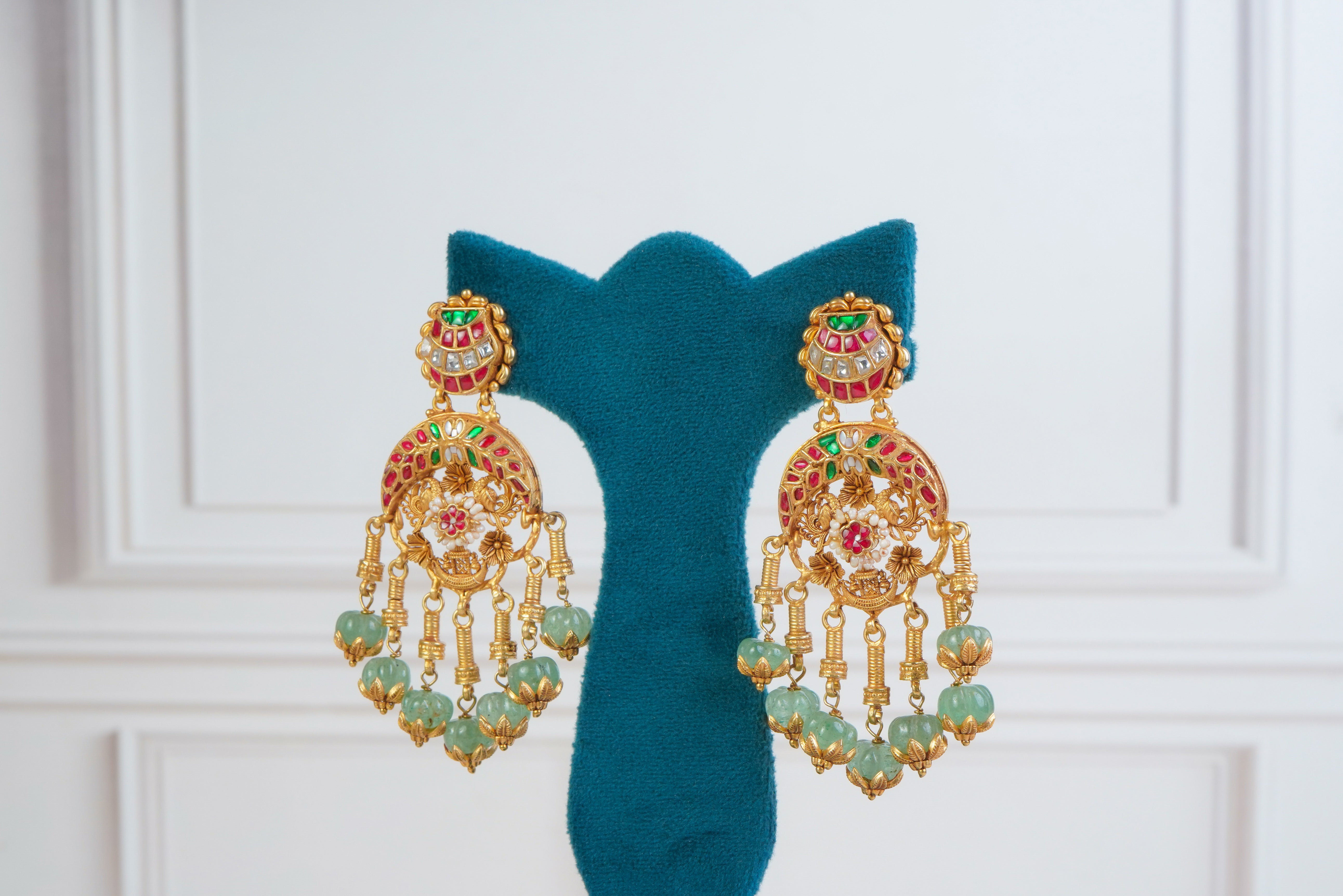 Royal Temple Pearl Necklace Set with Statement Pendant