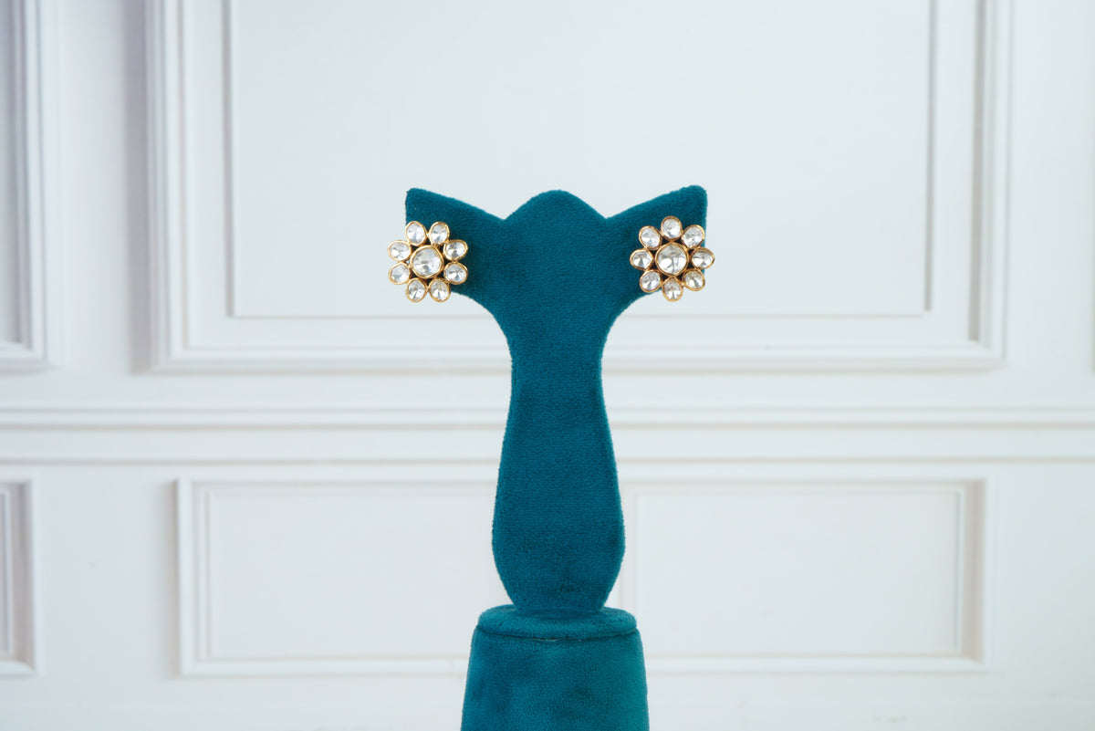 Floral Kundan Stud Earrings