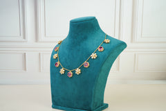 Pink Gemstone Floral Necklace