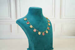 Pink Gemstone Floral Necklace