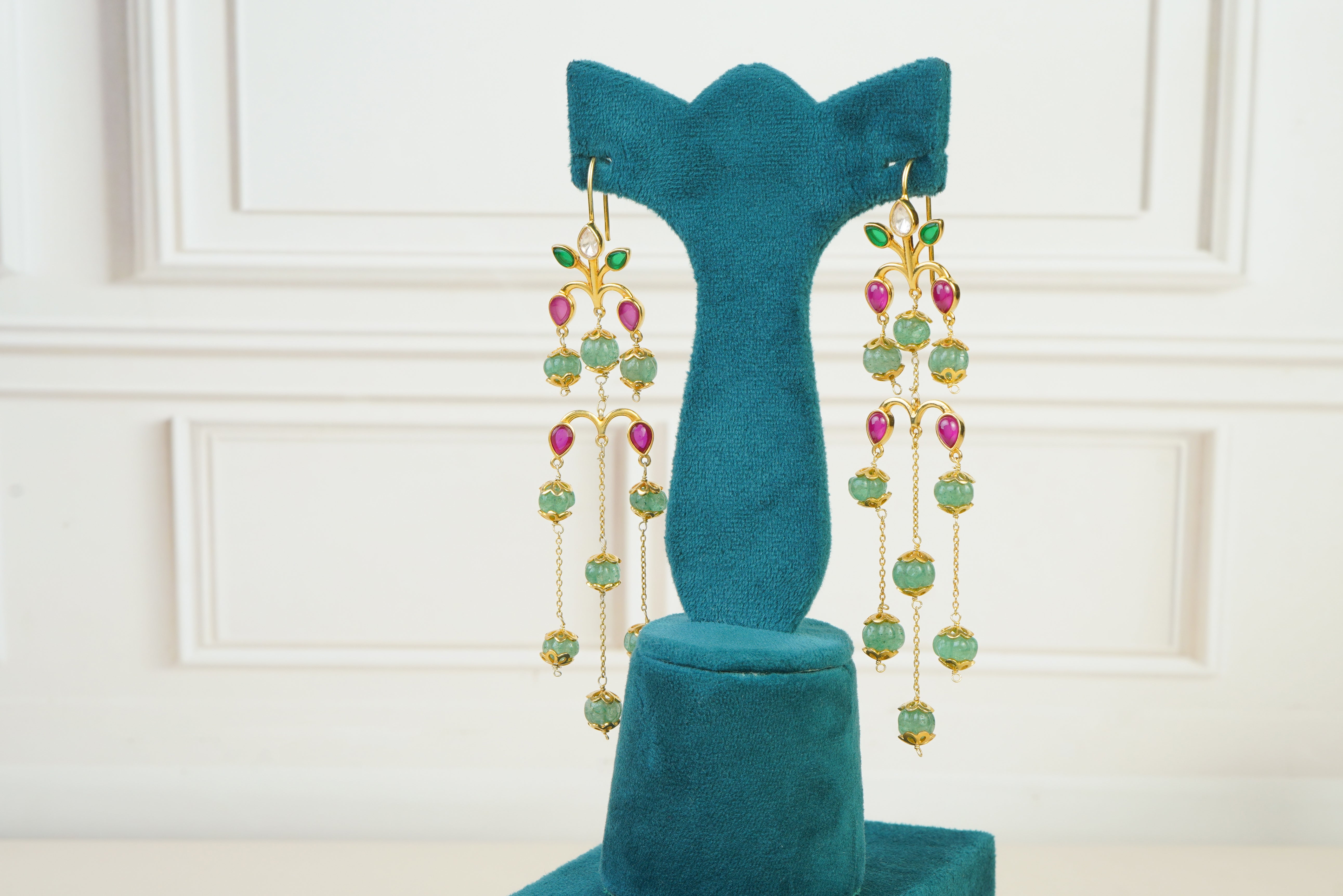 Emerald & Ruby Cascade Earrings