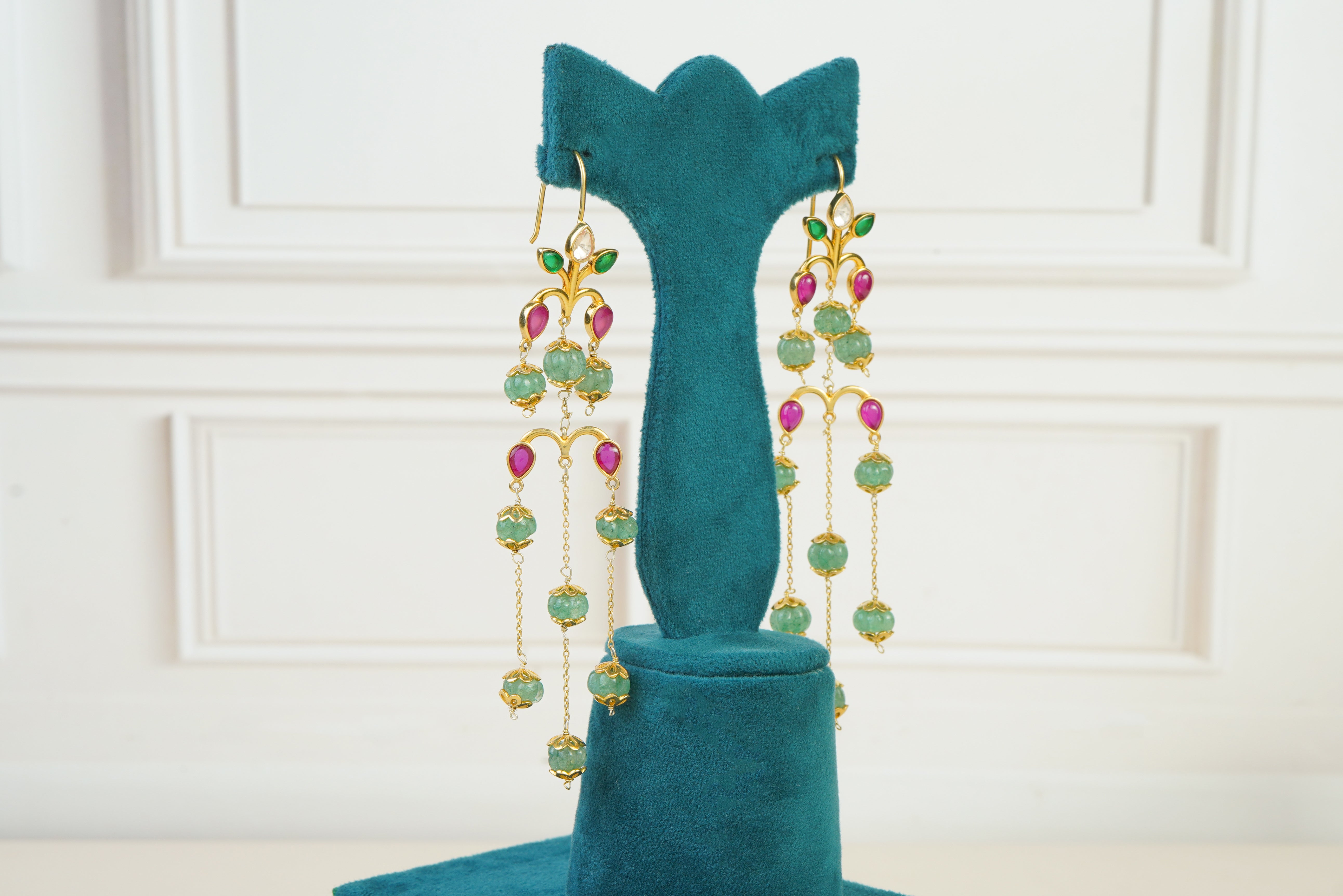 Emerald & Ruby Cascade Earrings