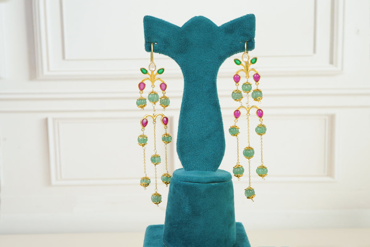 Emerald & Ruby Cascade Earrings