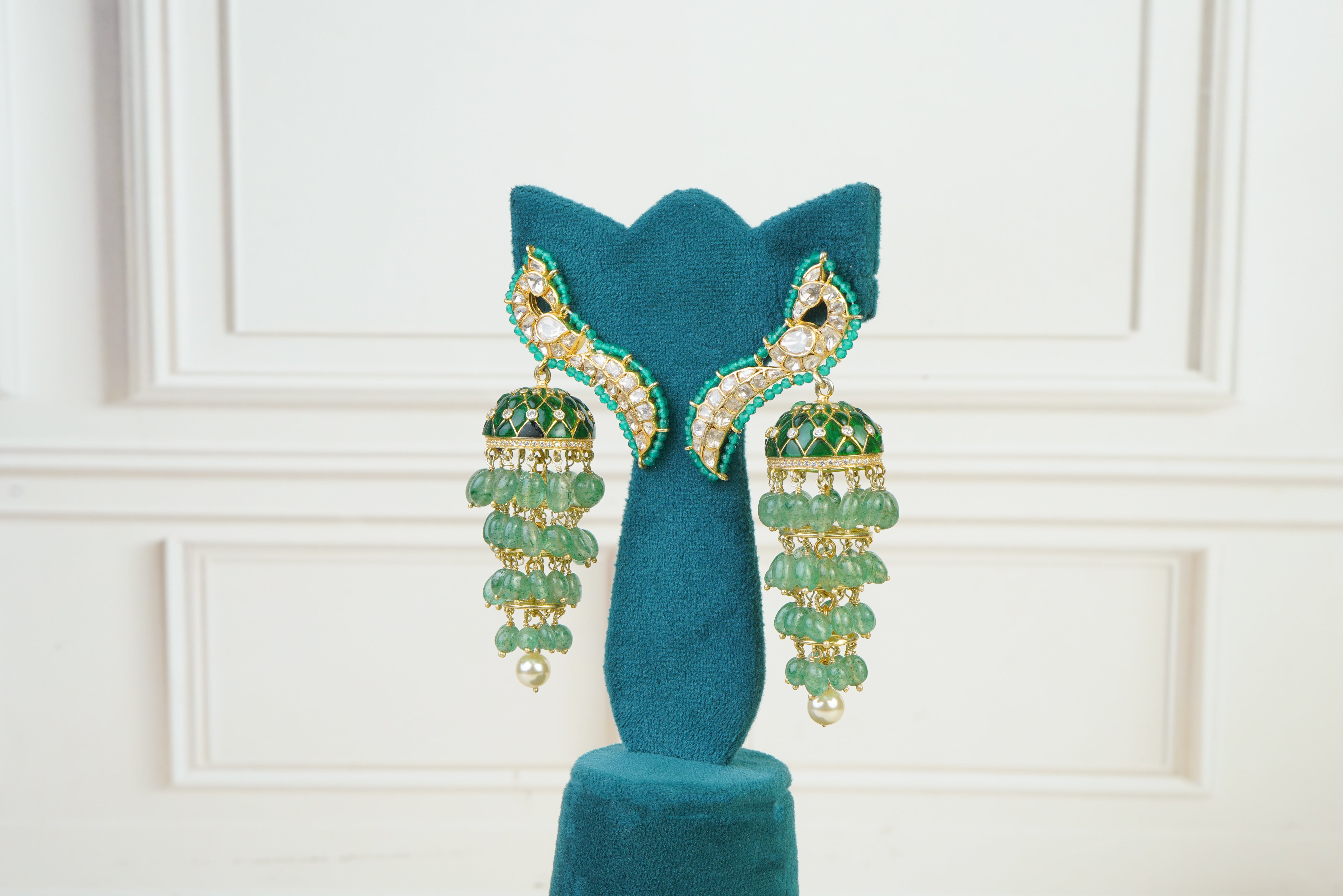 Emerald Jhumka Jali Earrings