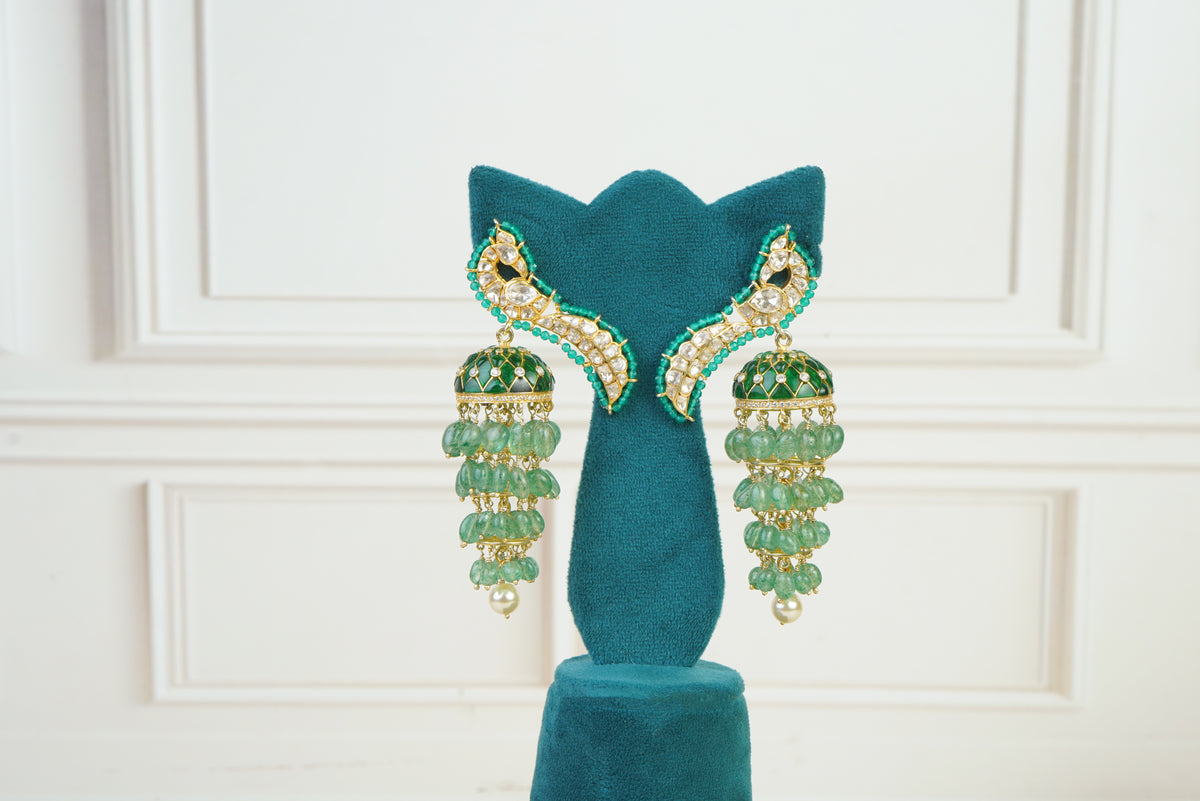 Emerald Jhumka Jali Earrings