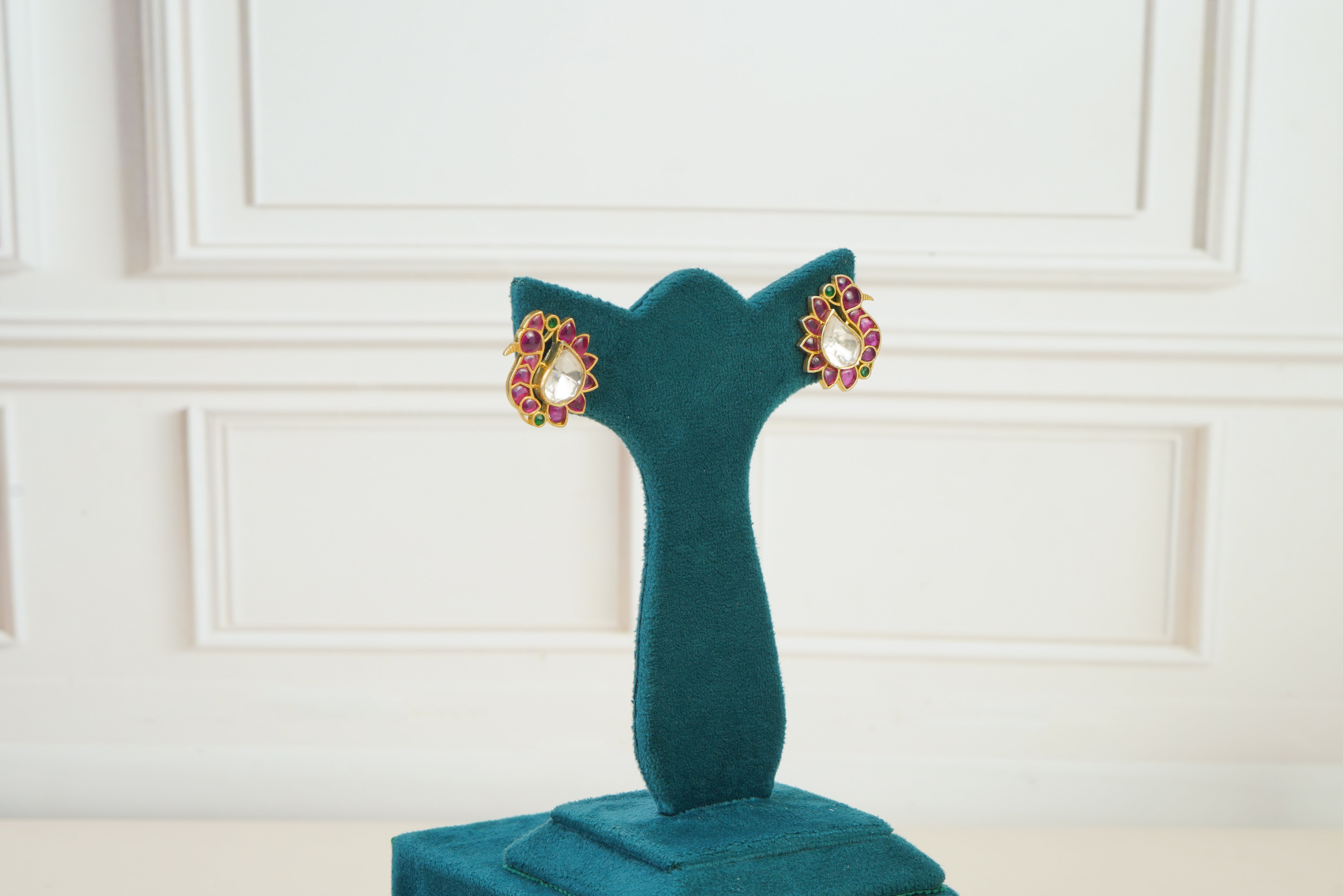 Ruby & Kundan Floral Stud Earrings
