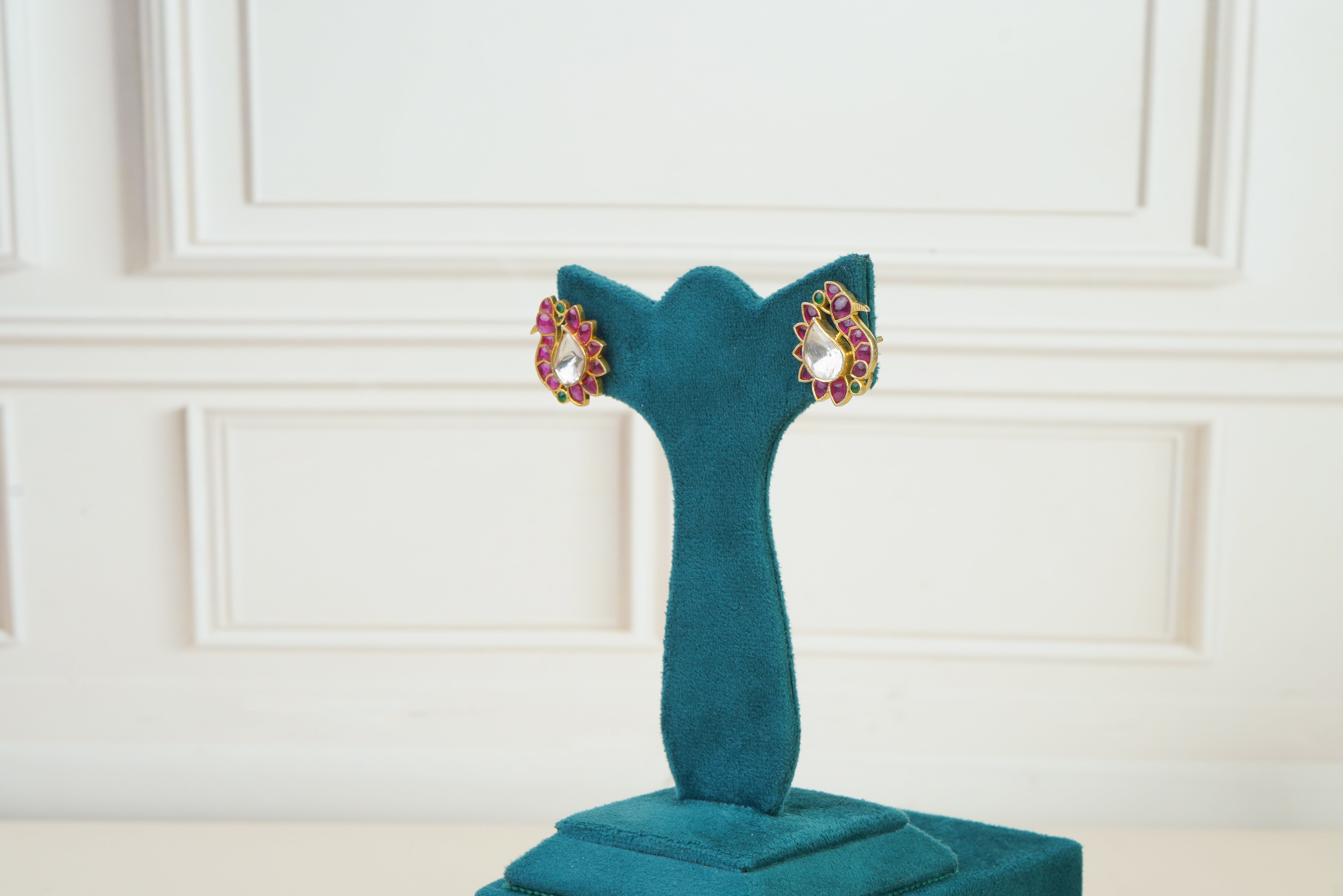 Ruby & Kundan Floral Stud Earrings