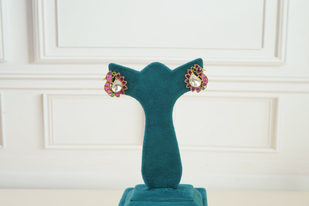 Ruby & Kundan Floral Stud Earrings