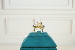 Royal Blue Enamel & Kundan Statement Ring