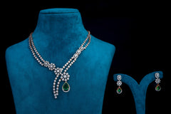 Emerald Drop Diamond Statement Necklace Set