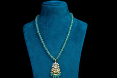 Green Beaded Pendant Necklace Set