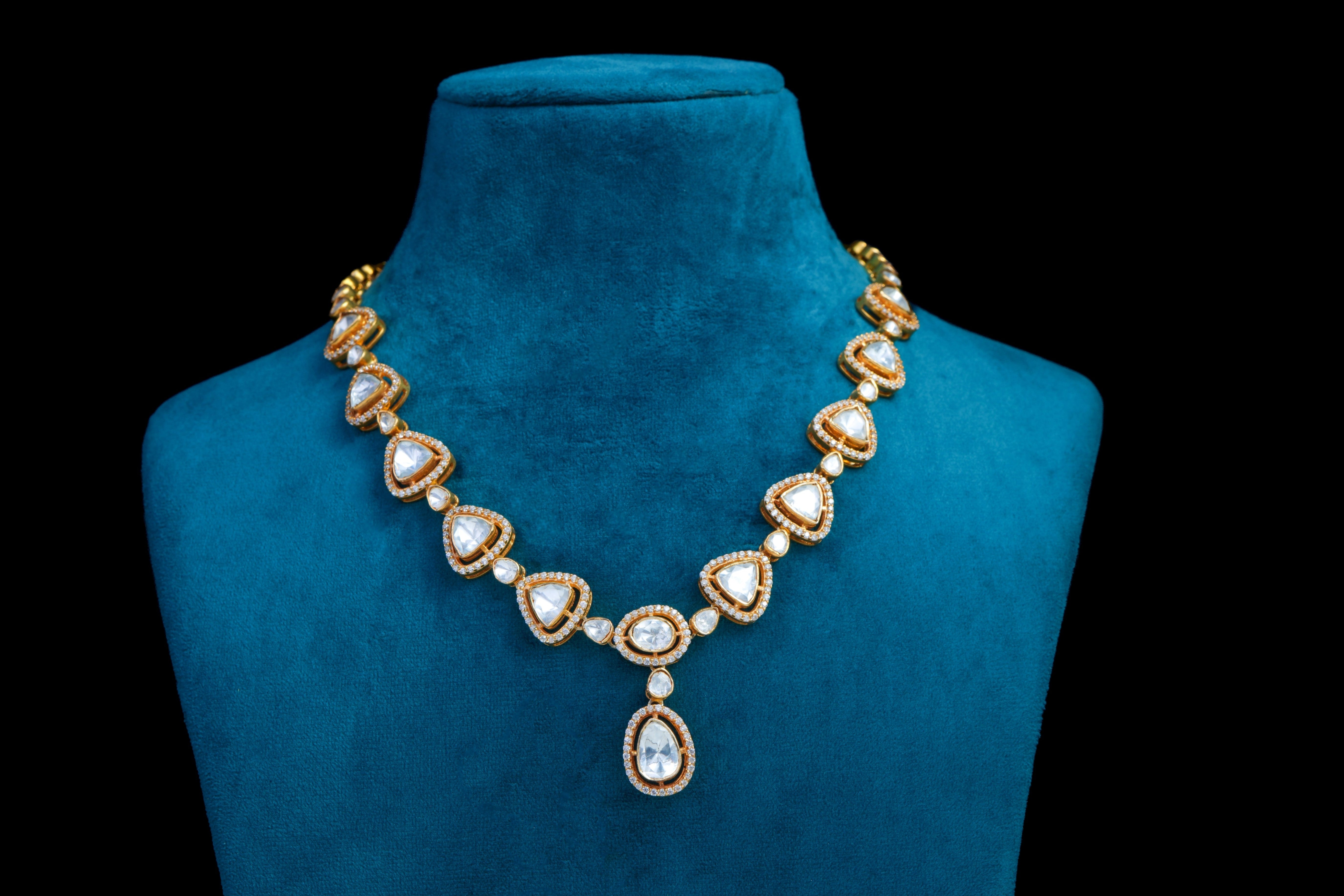 Classic Polki Teardrop Necklace Set