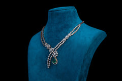 Emerald Drop Diamond Statement Necklace Set