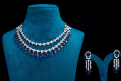 Sapphire Drop Diamond Layered Necklace Set