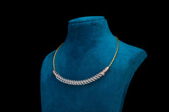 Elegant Diamond Curve Necklace Set In Silver