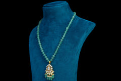 Green Beaded Pendant Necklace Set