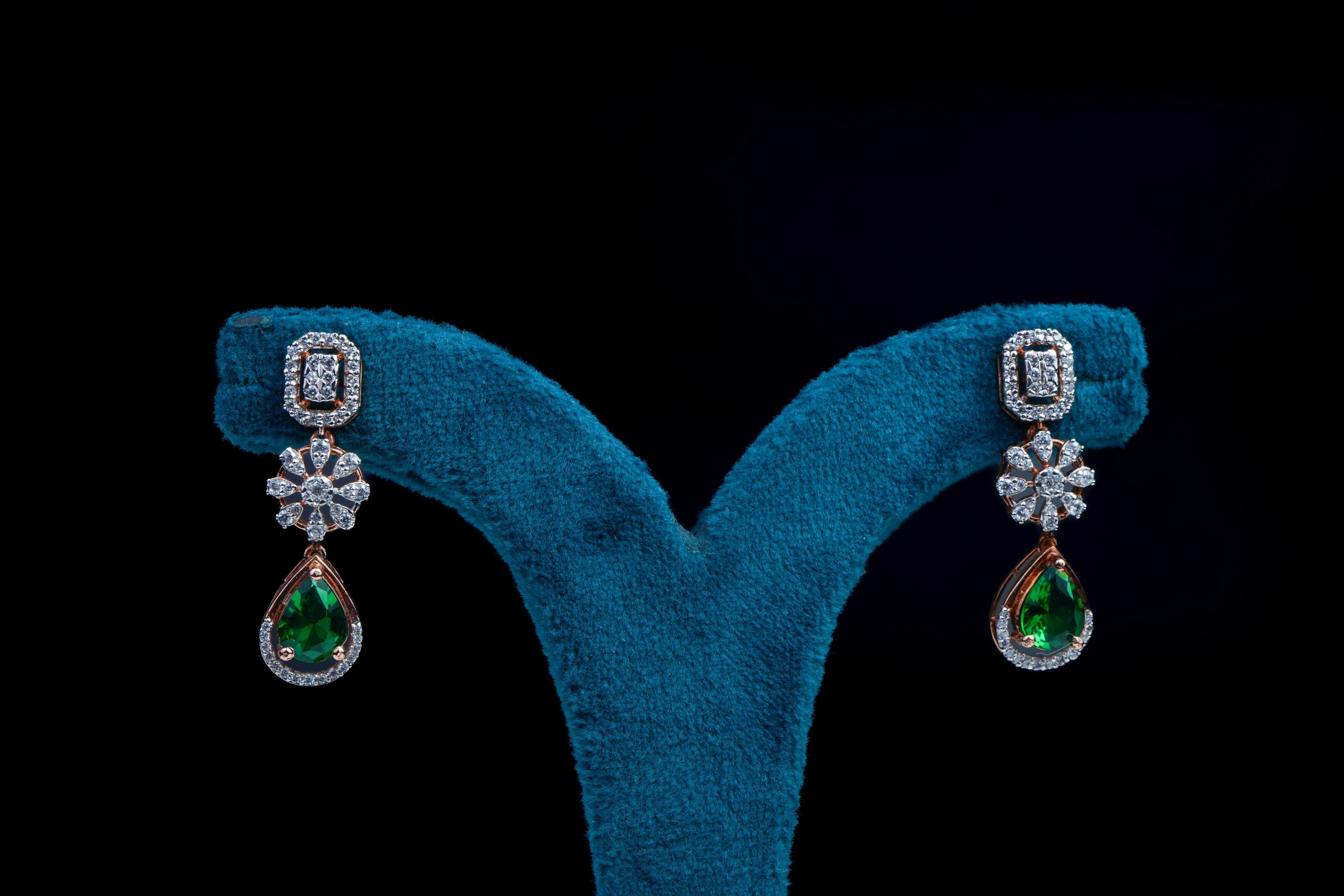 Emerald Drop Diamond Statement Necklace Set