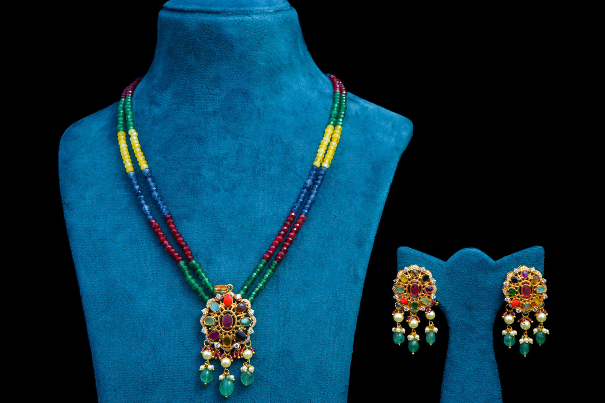 Navratna Polki Necklace Set