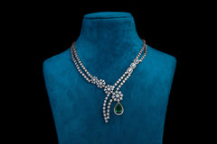 Emerald Drop Diamond Statement Necklace Set