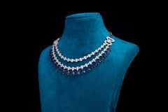 Sapphire Drop Diamond Layered Necklace Set