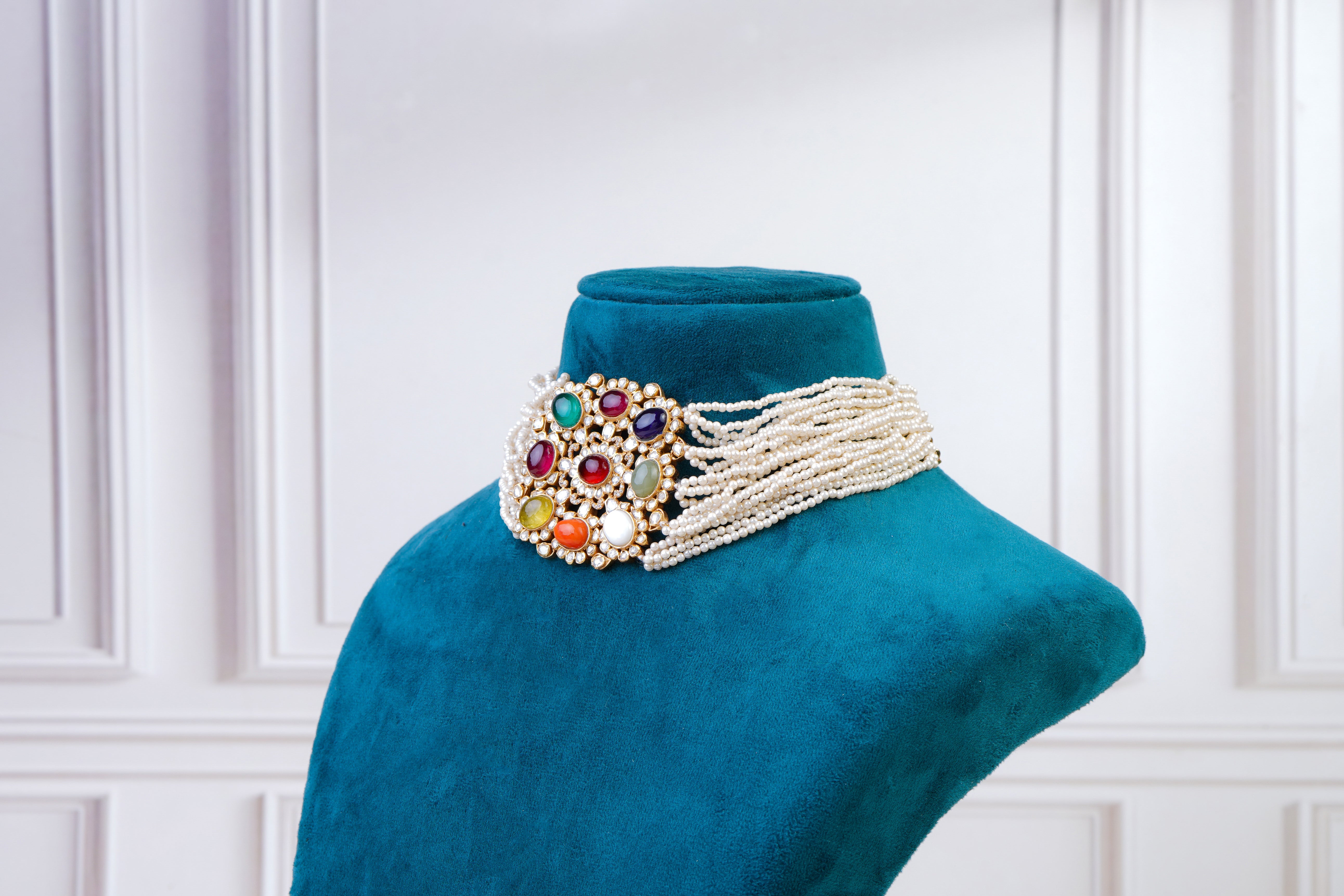 Navratna Pearl Choker Necklace