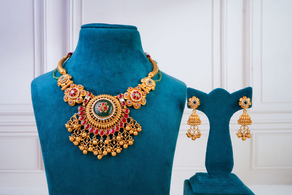 Royal Floral Kundan Statement Necklace Set