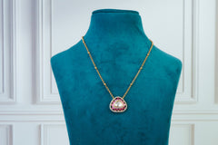 Pink Kundan Pendant Necklace Set