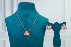 Pink Kundan Pendant Necklace Set