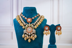 Royal Kundan Statement Necklace Set with Pearl Drops