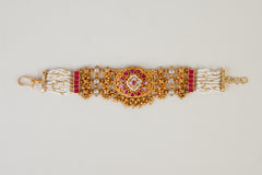 Traditional Pearl Kundan Bridal Heritage Bracelet
