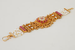 Traditional Pearl Kundan Bridal Heritage Bracelet