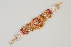 Traditional Pearl Kundan Bridal Heritage Bracelet