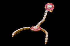 Ruby Enamel Polki Diamond Hathphool (Hand Harness)