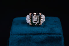 Emerald Cut Green Stone AD Silver Ring
