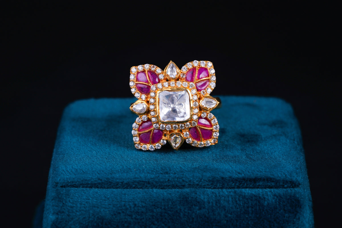 Petal Whisper Polki Ring