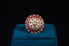 Ruby Mist Silver Polki Ring