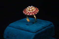 Ruby Mist Silver Polki Ring