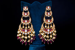 Traditional Ruby Polki Chandbali Statement Earrings